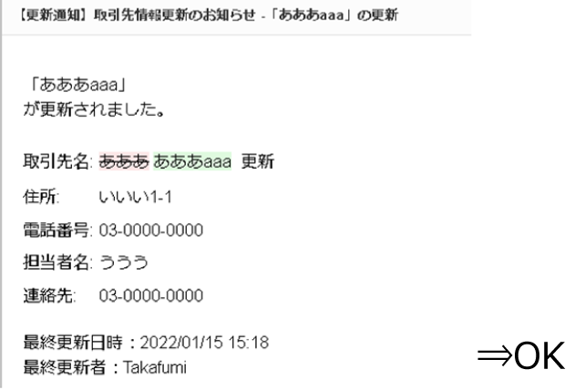 通知メールを受信⇒OK