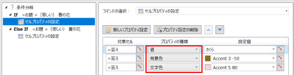 値、背景色、文字色に答えを設定