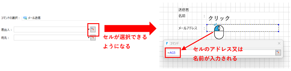 セルのアドレス又は名前が入力される