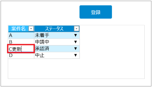 ステータスが「承認済」の案件名