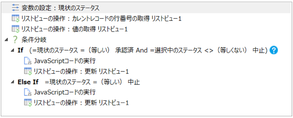 ステータス列に設定したコマンドについての図