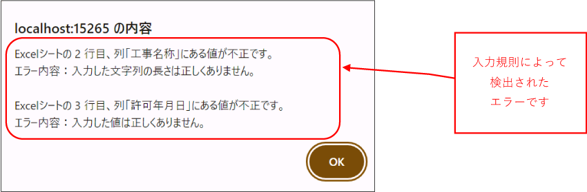 入力規則によって検出されたエラーです