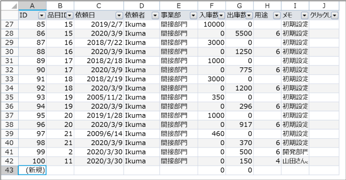 テーブル