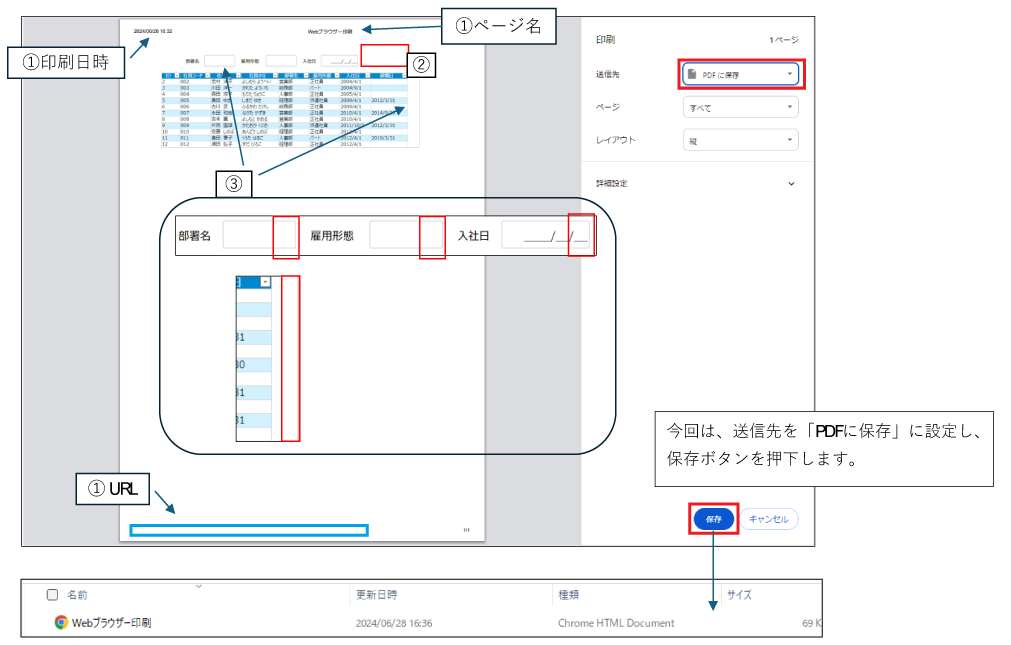 Webブラウザーの印刷プレビュー画面